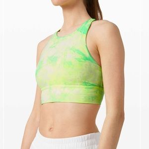 NWT RARE Lululemon Energy Bra High Neck Long Line Shibori Highlight Yellow Green
